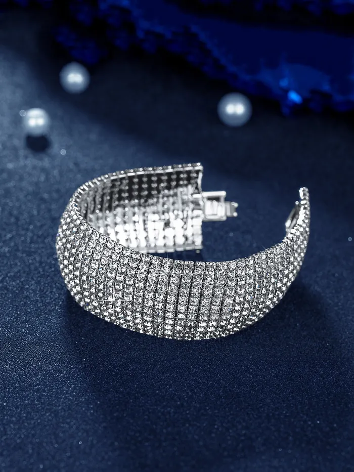 Earrings Yellow Chimes Valentine Gift for Girls Crystal Bracelet for Women White Crystal Platinum Plated Cuff Bracelet for Women and Girls Yellow Chimes