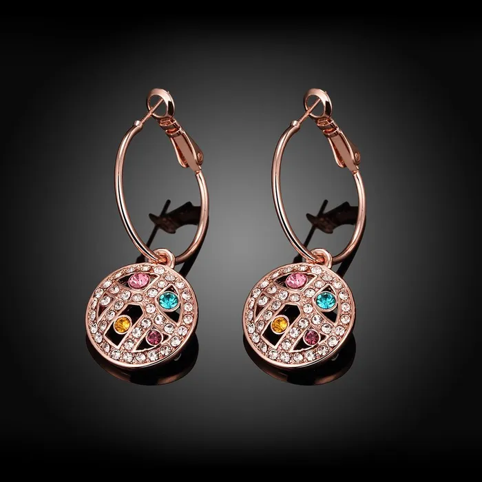 Earrings Yellow Chimes Yellow Chimes A5 Grade Multicolor Crystals 18K Rose Gold Plated Hoop Earrings for Women Girls