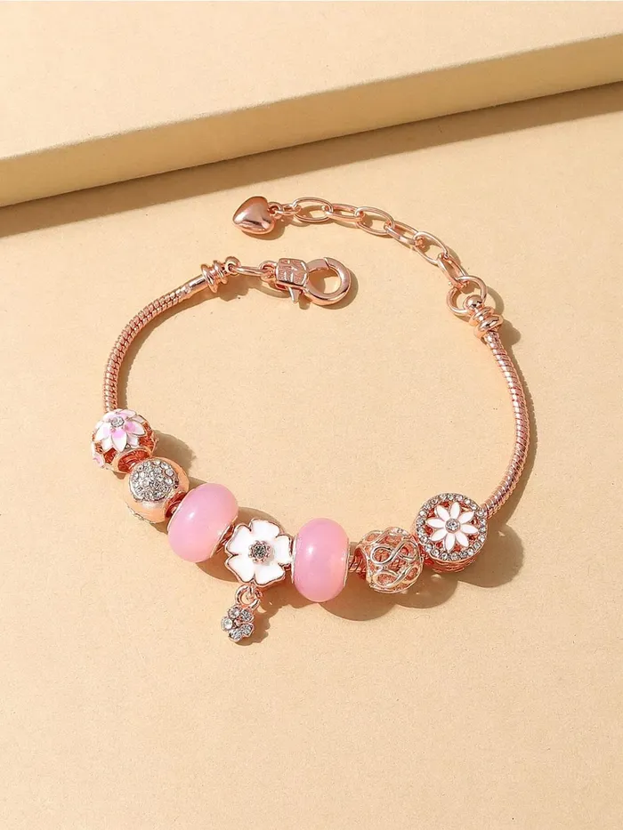 Earrings Yellow Chimes Yellow Chimes Bracelet for Women and Girls Rose Gold Crystal Pandora Bracelets for Women Rosegold Plated Crystal Pandora Charm Bracelet Birthday Gifts For Women Valentine Gift for Girls