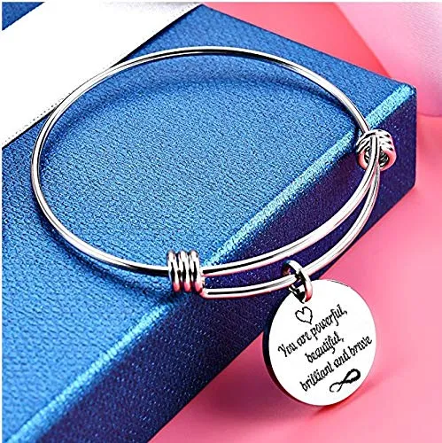 Earrings Yellow Chimes Yellow Chimes Bracelet for Women You are PowerfulBeautifulBrilliant Brave Fashionable Inspirational Message Steel Charm Bracelet for Girls and Women