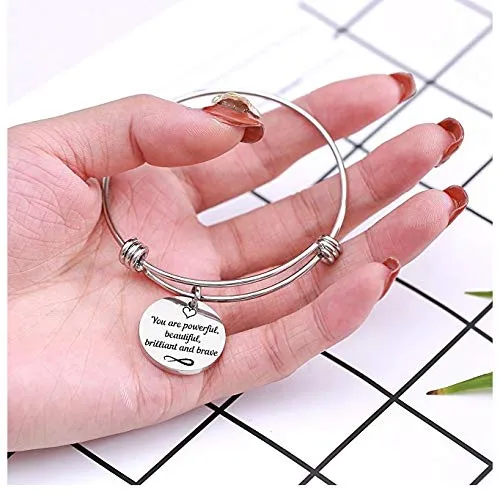 Earrings Yellow Chimes Yellow Chimes Bracelet for Women You are PowerfulBeautifulBrilliant Brave Fashionable Inspirational Message Steel Charm Bracelet for Girls and Women