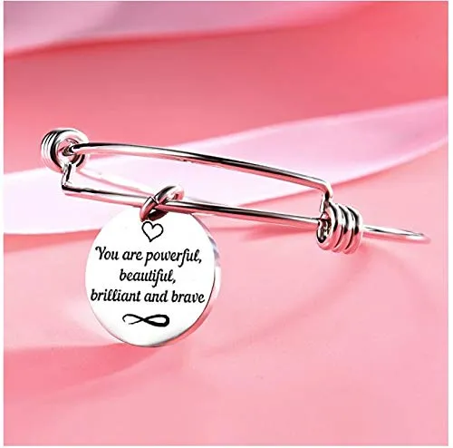 Earrings Yellow Chimes Yellow Chimes Bracelet for Women You are PowerfulBeautifulBrilliant Brave Fashionable Inspirational Message Steel Charm Bracelet for Girls and Women