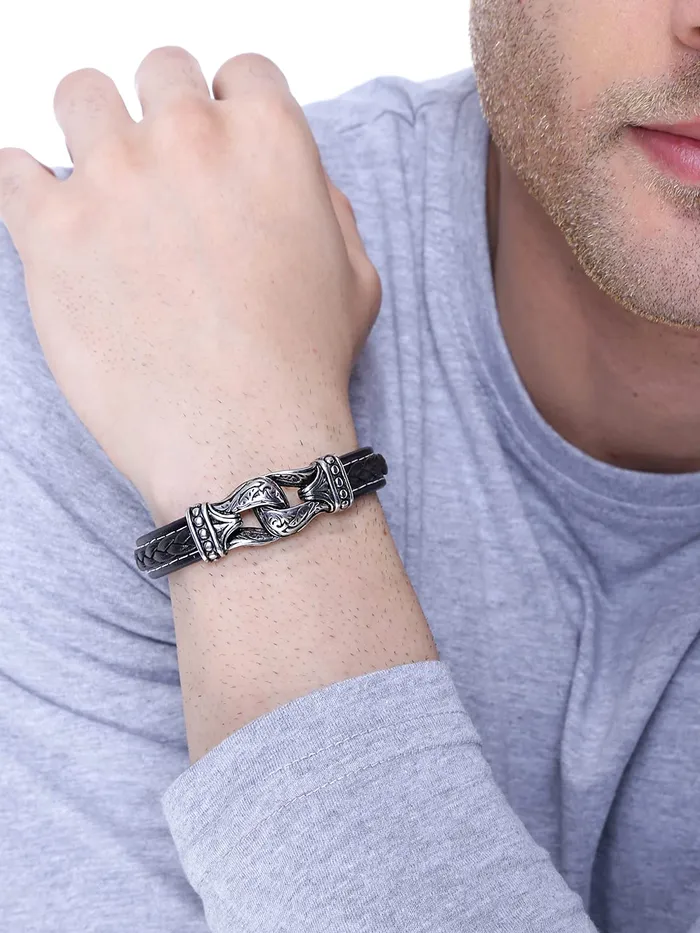 Earrings Yellow Chimes Yellow Chimes Bracelets for Men and Boys Black Leather Bracelet for Men MagneticClasp Genuine Leather Wrap Bracelets for Men Birthday Gift for Men and Boys Anniversary Gift for Husband