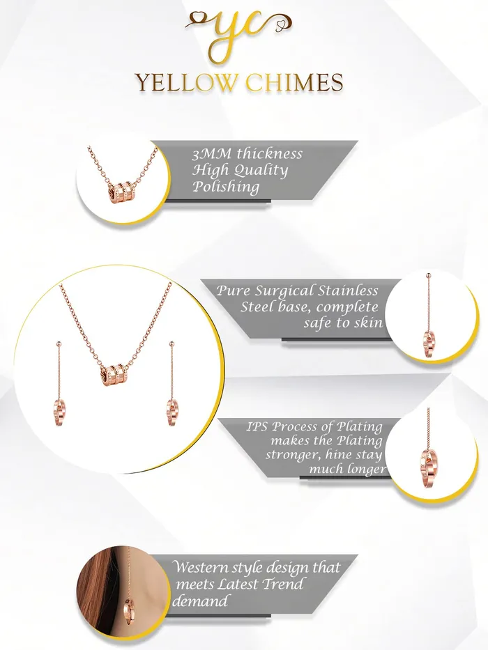 Earrings Yellow Chimes Yellow Chimes Chain Necklace With Threader Earrings Set Style13