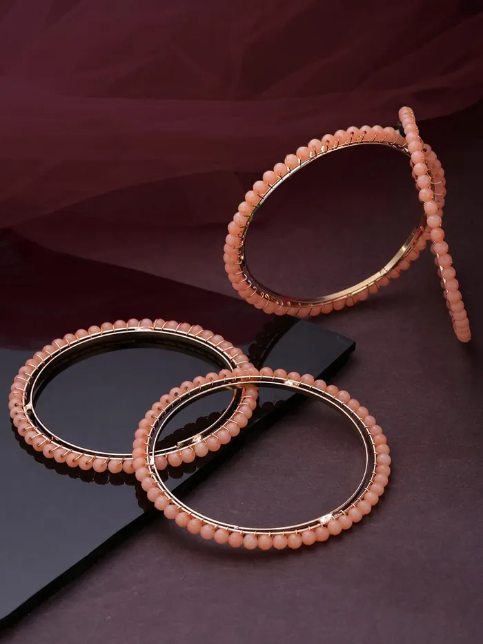 Earrings Yellow Chimes Yellow Chimes Classic Design Handcrafted Beads Studded Gold Plated 4 Pcs Peach Beaded Bangles Set For Women Girls 24 28