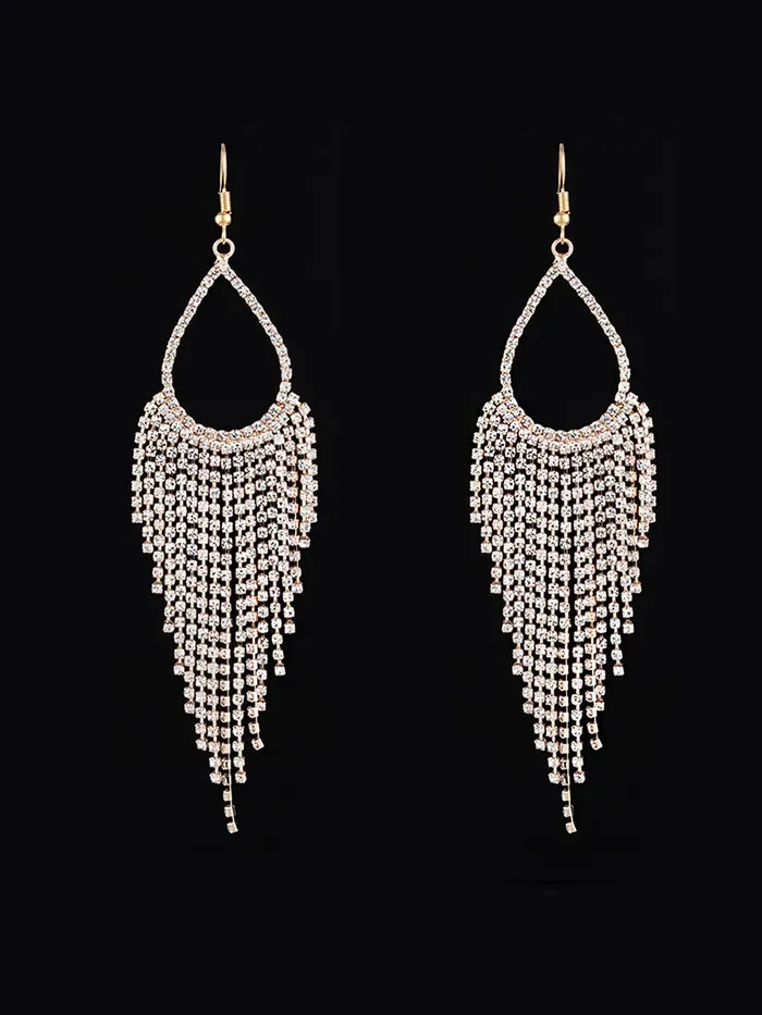 Earrings Yellow Chimes Yellow Chimes Crystal Earrings for Women White Crystal Rose Gold Plated Danglers Earrings for Women and Girls