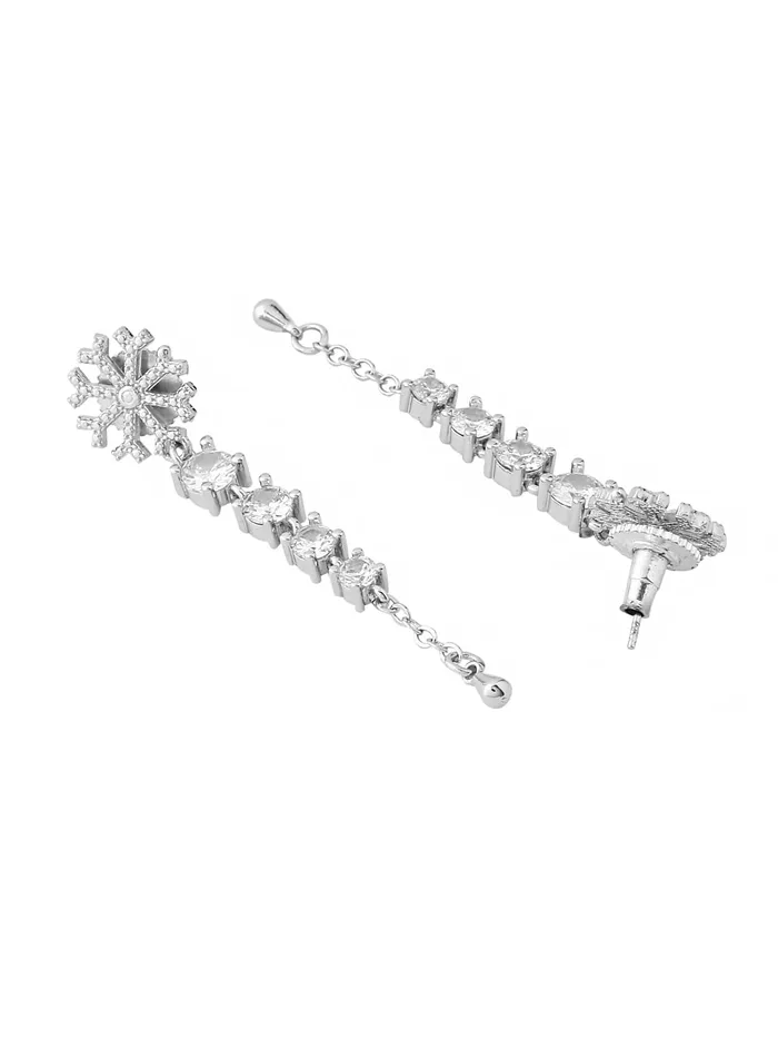 Earrings Yellow Chimes Yellow Chimes Dangler Earrings for Women with White Crystal Silvertoned Glamour Spark Dangler Drop Earrings For Women Girls