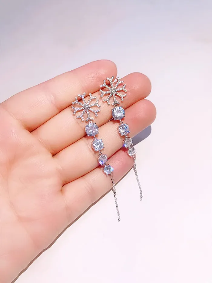 Earrings Yellow Chimes Yellow Chimes Dangler Earrings for Women with White Crystal Silvertoned Glamour Spark Dangler Drop Earrings For Women Girls