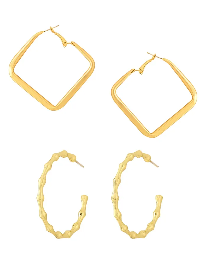 Earrings Yellow Chimes Yellow Chimes Earrings for Women and Girls Fashion Golden Hoop Earrings Combo of 2 Pairs Geometric Hoops Earrings Birthday Gift for Girls Women Anniversary Gift for Wife Earrings Yellow Chimes Yellow Chimes Earrings for Women and Girls Fashion Golden Hoop Earrings Combo of 2 Pairs Geometric Hoops Earrings Birthday Gift for Girls Women Anniversary Gift for Wife