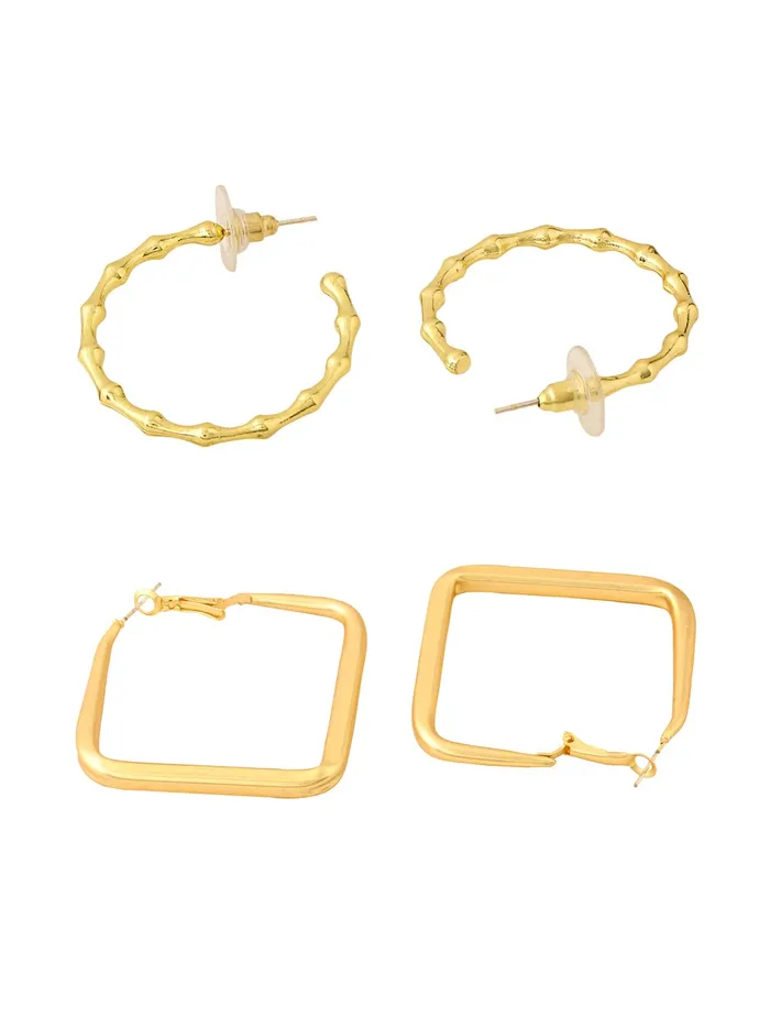 Earrings Yellow Chimes Yellow Chimes Earrings for Women and Girls Fashion Golden Hoop Earrings Combo of 2 Pairs Geometric Hoops Earrings Birthday Gift for Girls Women Anniversary Gift for Wife