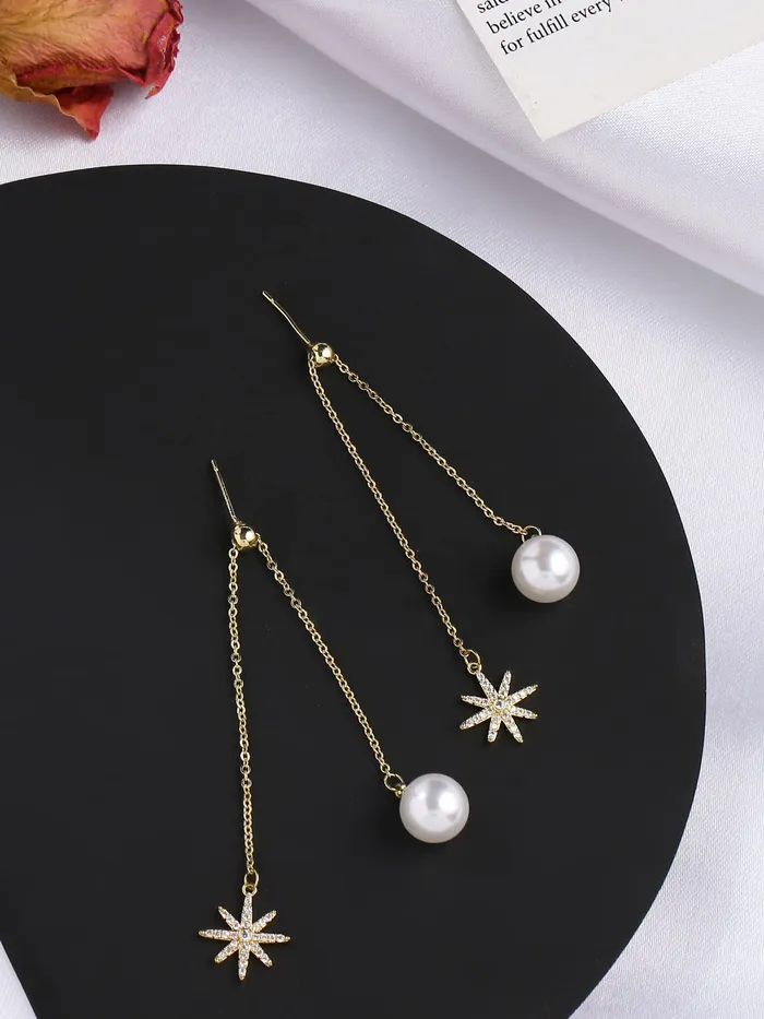 Earrings Yellow Chimes Yellow Chimes Earrings for Women and Girls Pearl Dangler Gold Toned Pearl Drop Designed Long Danglers Earrings Birthday Gift for girls and women Anniversary Gift for Wife