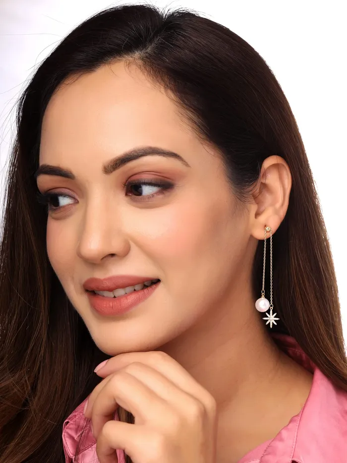 Earrings Yellow Chimes Yellow Chimes Earrings for Women and Girls Pearl Dangler Gold Toned Pearl Drop Designed Long Danglers Earrings Birthday Gift for girls and women Anniversary Gift for Wife