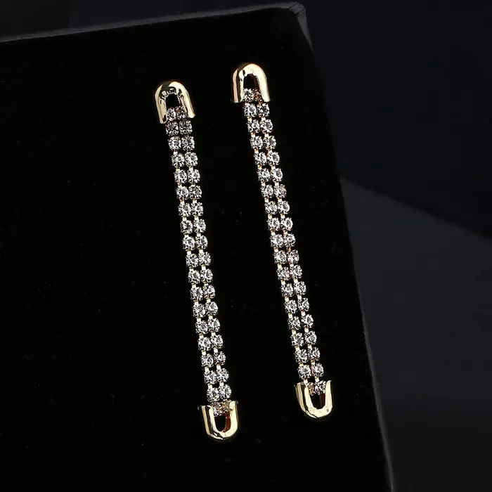 Earrings Yellow Chimes Yellow Chimes Earrings For Women Gold Tone Crystal Studded Long Chain Tassel Drop Dangler Earrings For Women and Girls