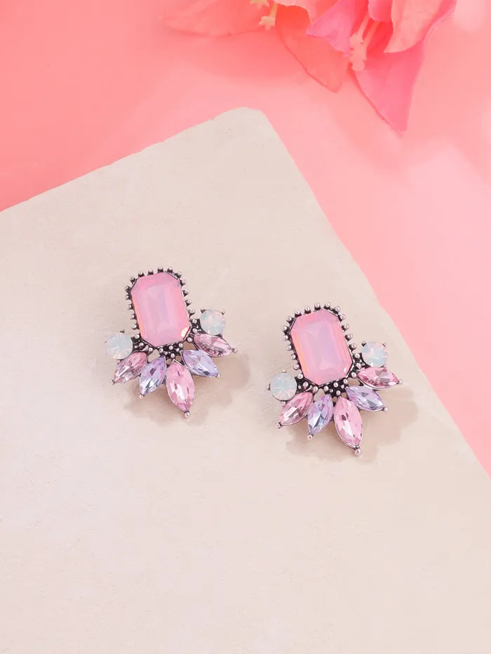 Earrings Yellow Chimes Yellow Chimes Earrings For Women Multicolor Crystal Studded Floral Designed Glamorous Earrings For Women and Girls
