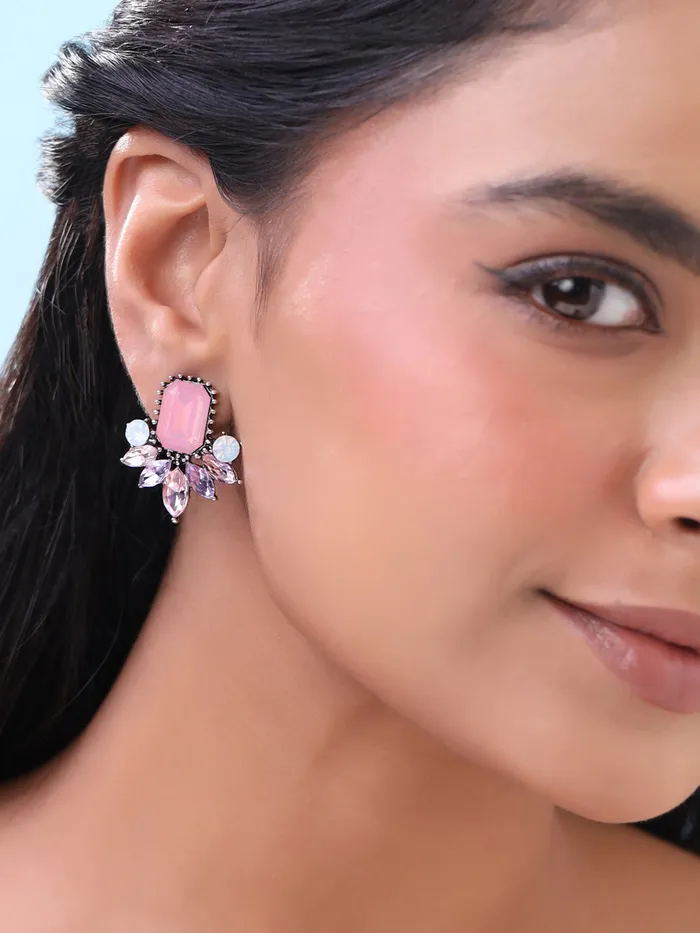 Earrings Yellow Chimes Yellow Chimes Earrings For Women Multicolor Crystal Studded Floral Designed Glamorous Earrings For Women and Girls