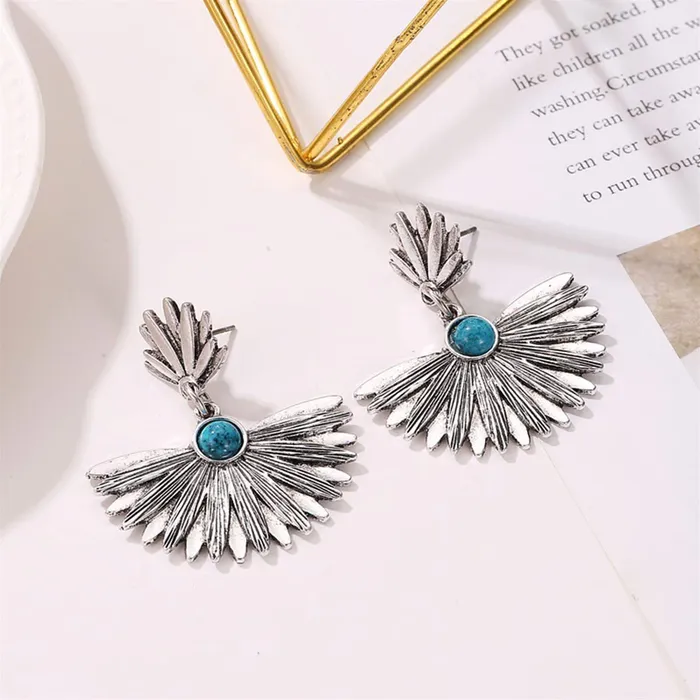 Earrings Yellow Chimes Yellow Chimes Earrings For Women Silver Toned Floral Designed Blue Stone Studded EyeCatching Drop Earrings For Women and Girls