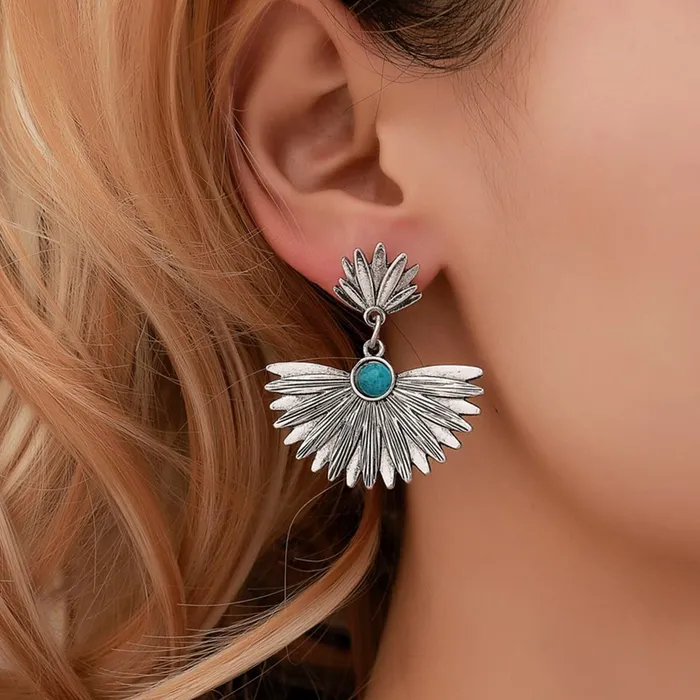 Earrings Yellow Chimes Yellow Chimes Earrings For Women Silver Toned Floral Designed Blue Stone Studded EyeCatching Drop Earrings For Women and Girls