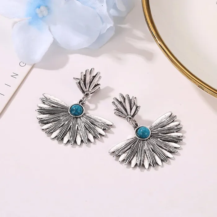Earrings Yellow Chimes Yellow Chimes Earrings For Women Silver Toned Floral Designed Blue Stone Studded EyeCatching Drop Earrings For Women and Girls
