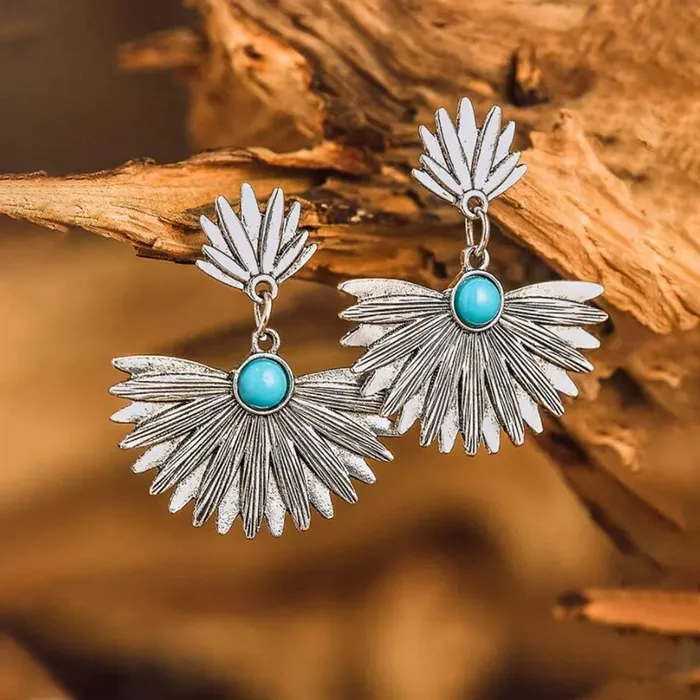 Earrings Yellow Chimes Yellow Chimes Earrings For Women Silver Toned Floral Designed Blue Stone Studded EyeCatching Drop Earrings For Women and Girls