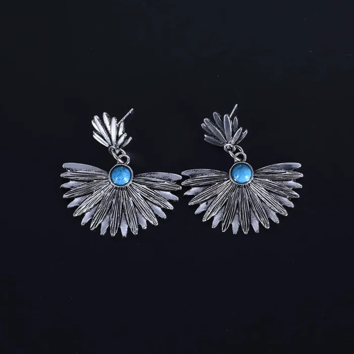 Earrings Yellow Chimes Yellow Chimes Earrings For Women Silver Toned Floral Designed Blue Stone Studded EyeCatching Drop Earrings For Women and Girls