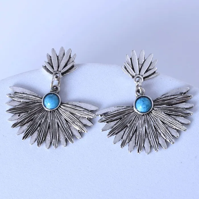 Earrings Yellow Chimes Yellow Chimes Earrings For Women Silver Toned Floral Designed Blue Stone Studded EyeCatching Drop Earrings For Women and Girls