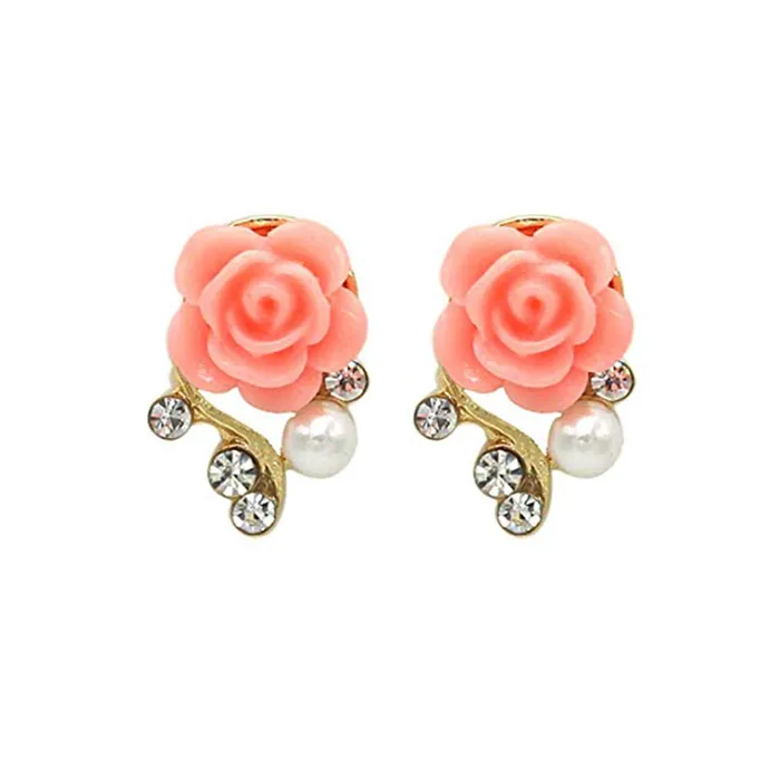 Earrings Yellow Chimes Yellow Chimes Elegant Flower Crystal Pink Rose Gold Plated Stud Earring For Women and Girl Earrings Yellow Chimes Yellow Chimes Elegant Flower Crystal Pink Rose Gold Plated Stud Earring For Women and Girl