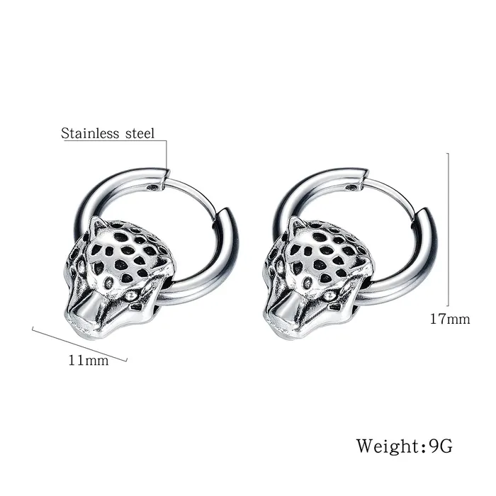 Earrings Yellow Chimes Yellow Chimes Elegant Latest Fashion Stainless Steel Leopard Head Design Silver Hoops Earrings for Men and Women Medium YCFJER421HEADSL