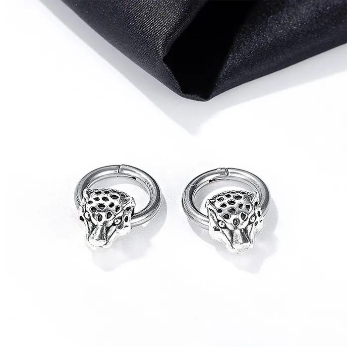 Earrings Yellow Chimes Yellow Chimes Elegant Latest Fashion Stainless Steel Leopard Head Design Silver Hoops Earrings for Men and Women Medium YCFJER421HEADSL