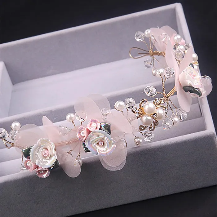 Earrings Yellow Chimes Yellow Chimes Hair Vines for Girls Bridal Tiaras Floral Headband Wedding Tiara Hair Accessories Wedding Jewellery for Girls and Women
