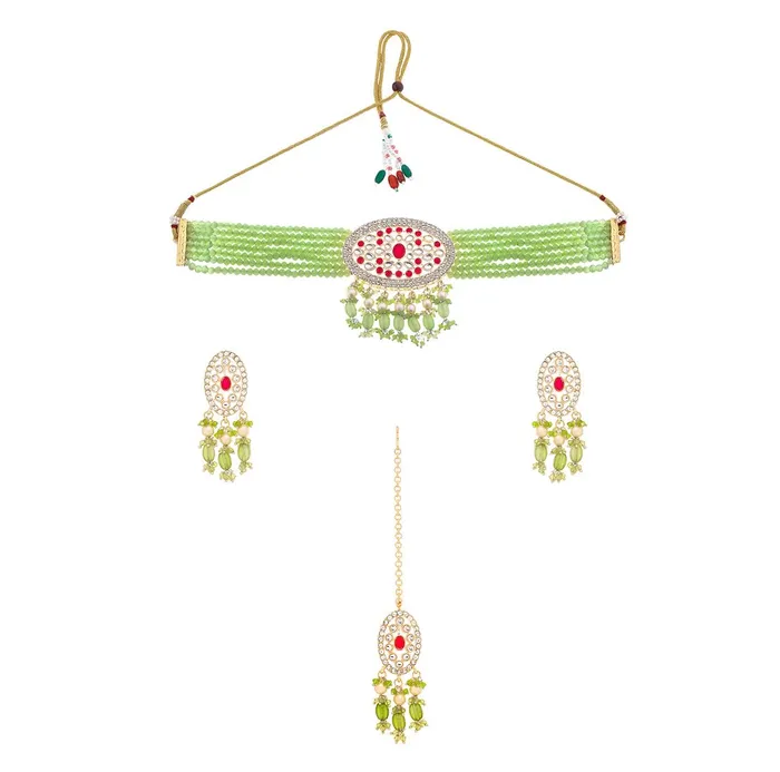 Earrings Yellow Chimes Yellow Chimes Jewellery Set for Women Traditional Green Beads Choker Necklace Set Ethnic Gold Plated Choker Set for Girls Birthday Gift for Girls and Women Anniversary Gift for Wife Earrings Yellow Chimes Yellow Chimes Jewellery Set for Women Traditional Green Beads Choker Necklace Set Ethnic Gold Plated Choker Set for Girls Birthday Gift for Girls and Women Anniversary Gift for Wife