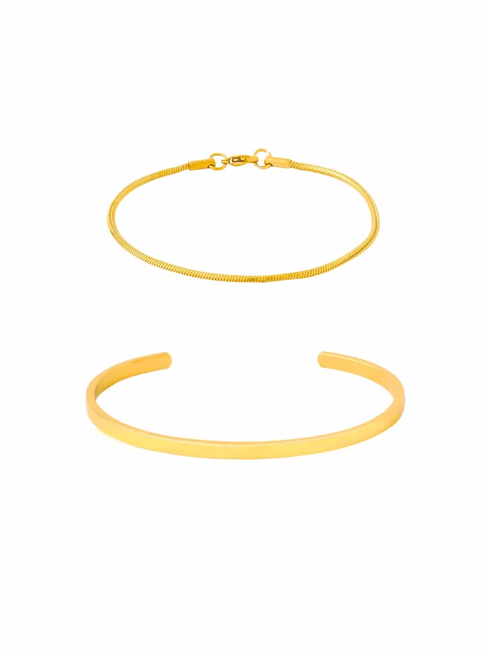 Earrings Yellow Chimes Yellow Chimes Kada Bracelets for Men 2 Pcs Fashion Gold Stainless Steel Hand Accessories Earrings Yellow Chimes Yellow Chimes Kada Bracelets for Men 2 Pcs Fashion Gold Stainless Steel Hand Accessories