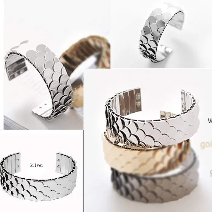 Earrings Yellow Chimes Yellow Chimes Latest Collection Fish Scale Design Silver Plated Cuff Bracelet for Women and Girls