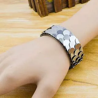 Earrings Yellow Chimes Yellow Chimes Latest Collection Fish Scale Design Silver Plated Cuff Bracelet for Women and Girls