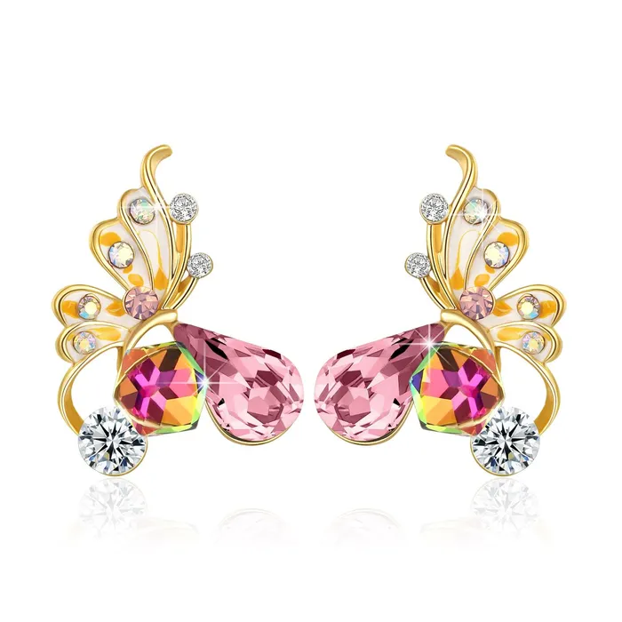Earrings Yellow Chimes Yellow Chimes Moxie Collection Butterfly Multicolor Crystal Stud Earrings For Women Girls Pink Earrings Yellow Chimes Yellow Chimes Moxie Collection Butterfly Multicolor Crystal Stud Earrings For Women Girls Pink