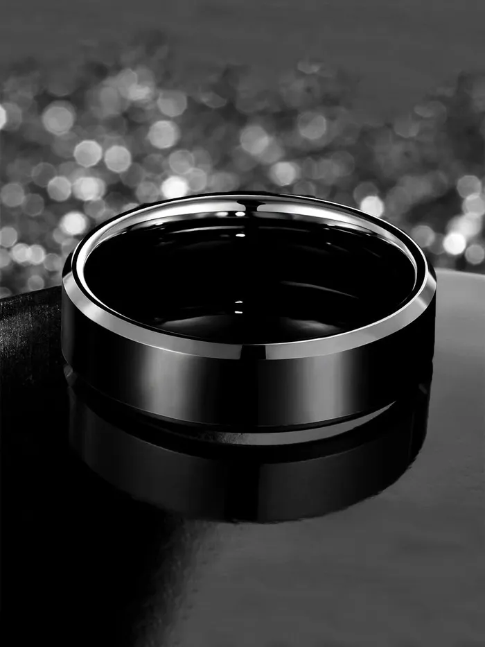 Earrings Yellow Chimes Yellow Chimes Rings for Women Stainless Steel Black Band Style Ring for Women and GirlsSize US 6
