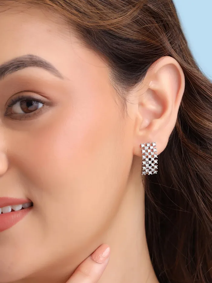 Earrings Yellow Chimes Yellow Chimes Stud Earrings for Women Fashion Silver Earrings for Girls Crystal Clip On Earrings Rhodium Plated Women Earrings Birthday Anniversary Gift For Girls Wife