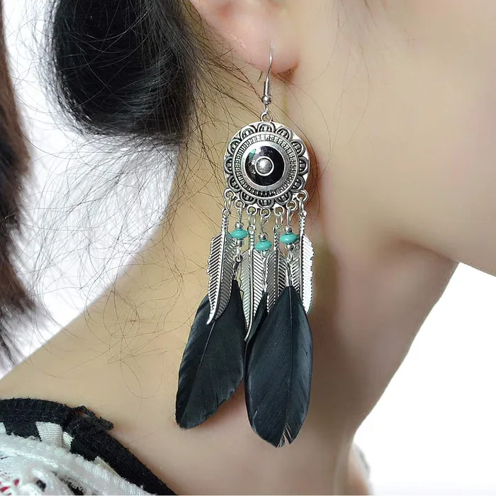 Earrings Yellow Chimes Yellow Chimes Trending Colors Feathers Latest Stylish Long Tassel Earrings for Women Girls Black