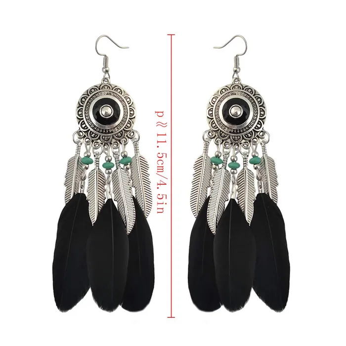 Earrings Yellow Chimes Yellow Chimes Trending Colors Feathers Latest Stylish Long Tassel Earrings for Women Girls Black