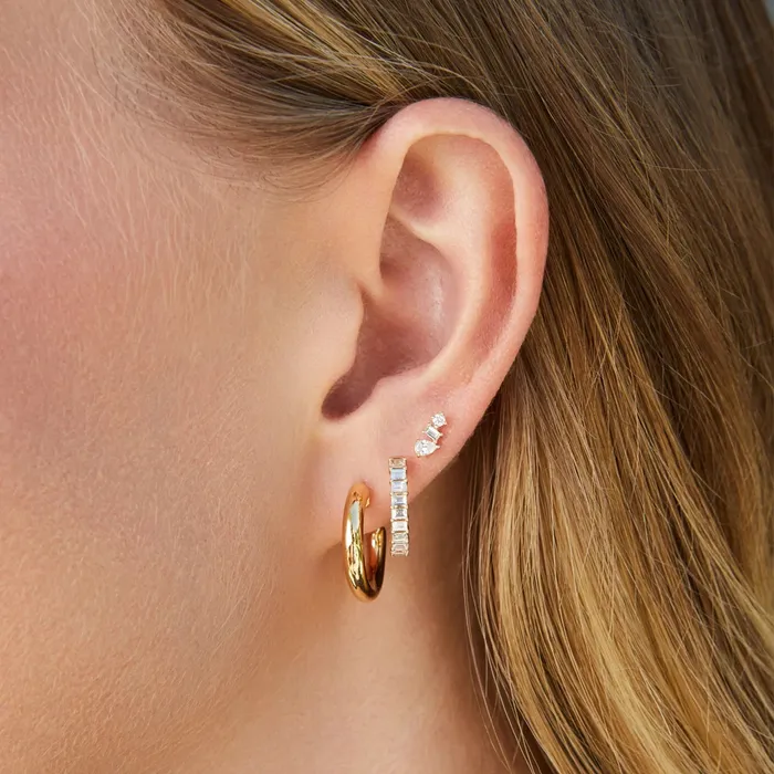 ef collection Earrings Prong Set Diamond Baguette Hoop Earrings
