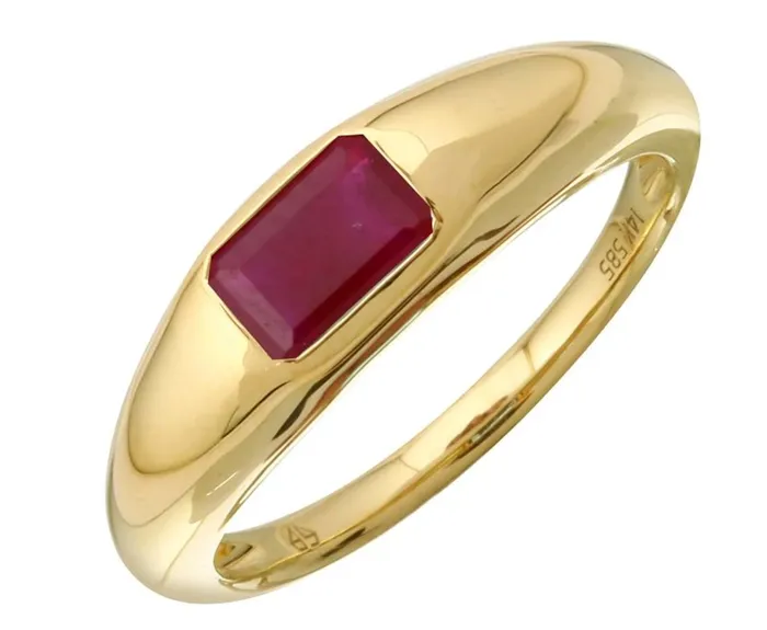 Emerald Cut Stone Dome Ring Ruby Alev Rings