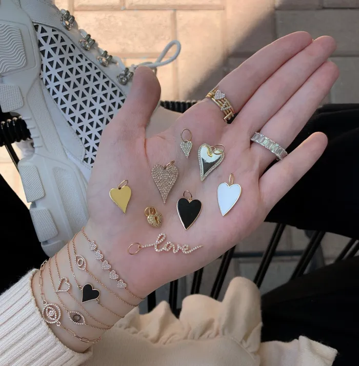 Enamel Modern Heart Charm Alev Charm Necklaces Enamel Modern Heart Charm Alev Charm Necklaces