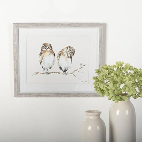 Forpost Trade Earrings Framed Owls Print