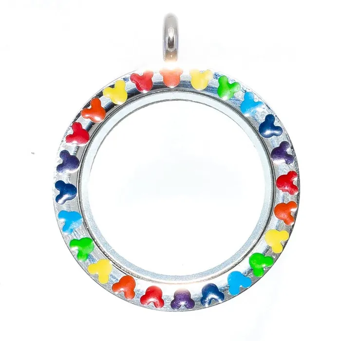 Glass Locket Pendant Twist Off Round Colorful Enamel JE0291 Necklaces