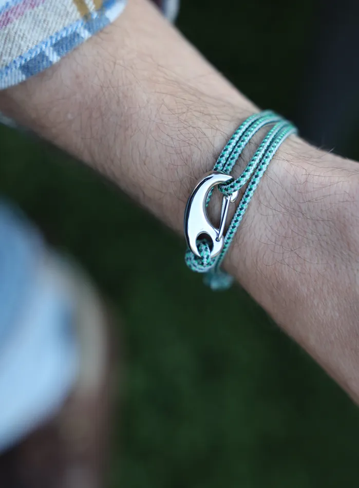 Green Gray Tactical Cord Bracelet for Men Silver Clasp 29S We Are All Smith Bracelets