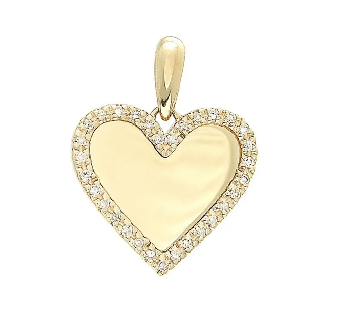 Heart Pave Plate Charm Alev Charm Necklaces