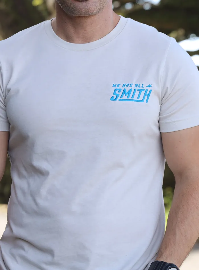 Heather Dust Blue WAAS logo Unisex tshirt WE ARE ALL SMITH Mens Jewelry Clothing Rings