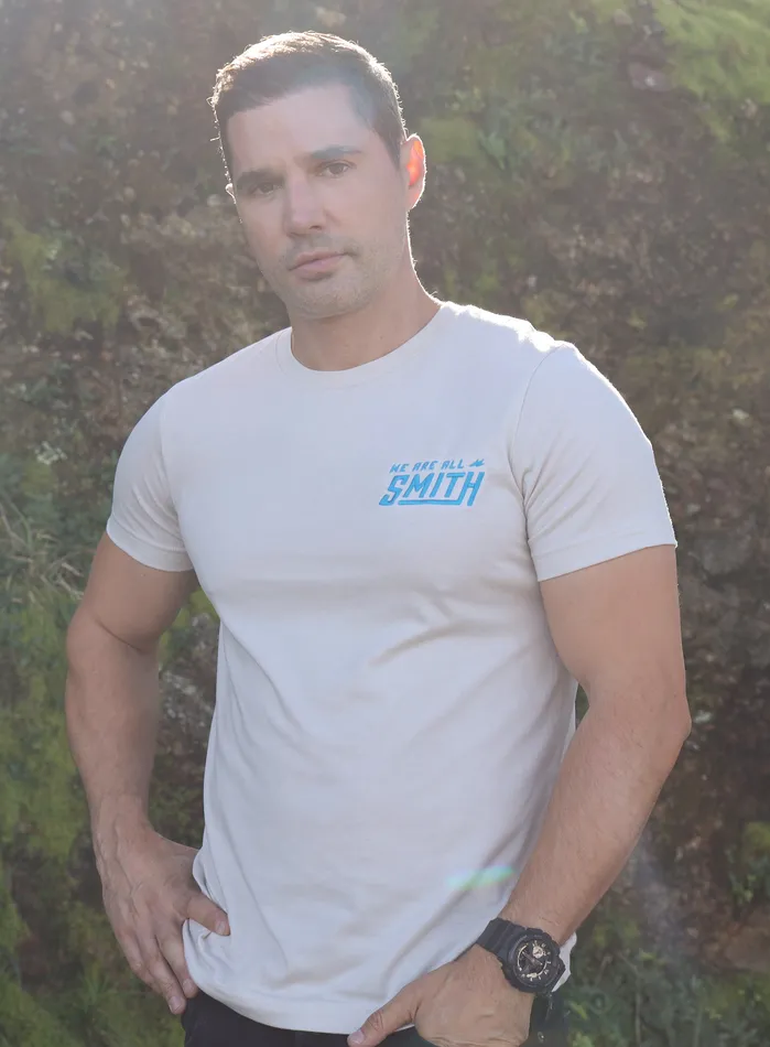 Heather Dust Blue WAAS logo Unisex tshirt WE ARE ALL SMITH Mens Jewelry Clothing Rings