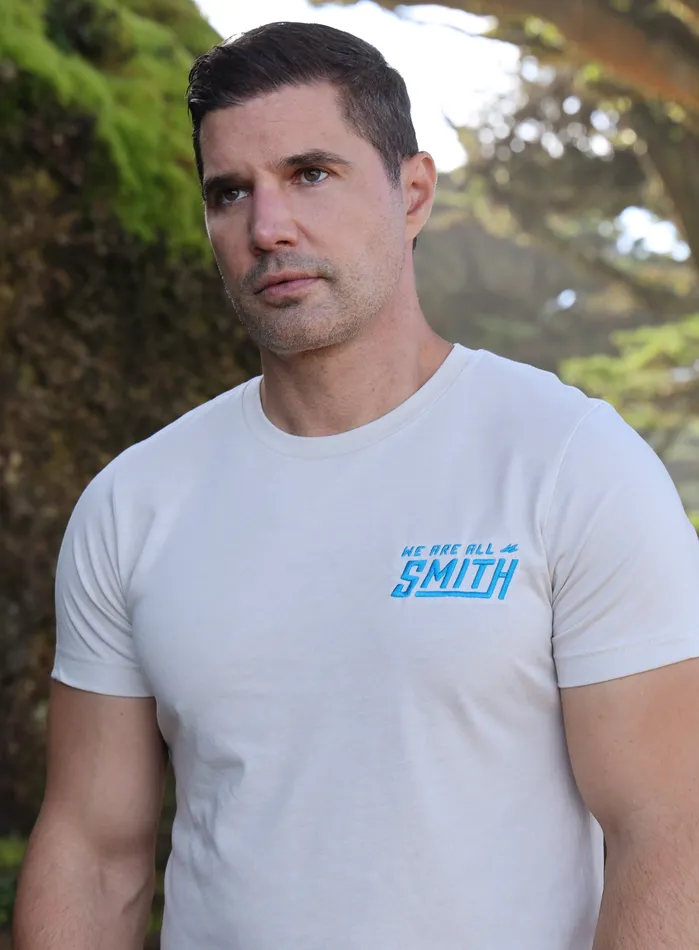 Heather Dust Blue WAAS logo Unisex tshirt WE ARE ALL SMITH Mens Jewelry Clothing Rings