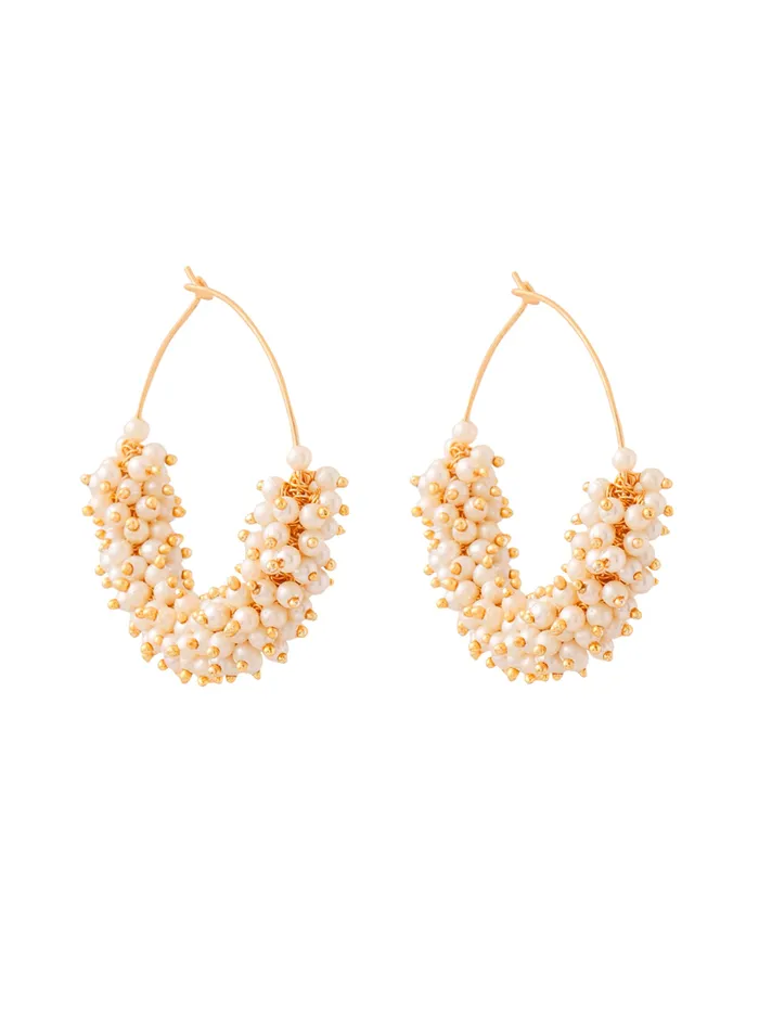 Hoop Earrings Gold Plated Pearl Earrings for Women Traditional Design Lightweight Gold Yellow Chimes Necklaces Hoop Earrings Gold Plated Pearl Earrings for Women Traditional Design Lightweight Gold Yellow Chimes Necklaces