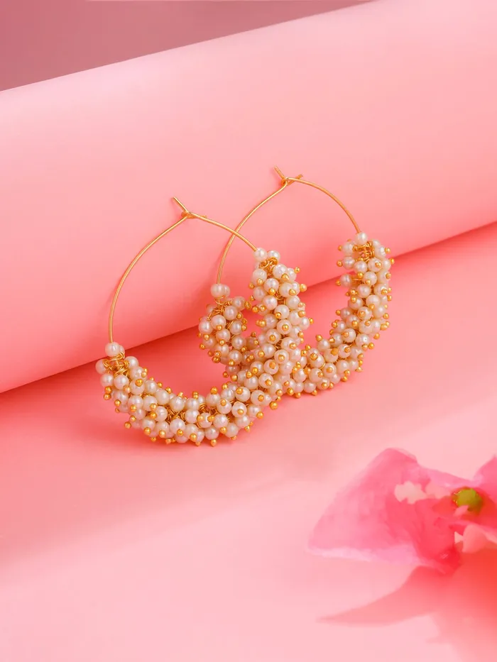 Hoop Earrings Gold Plated Pearl Earrings for Women Traditional Design Lightweight Gold Yellow Chimes Necklaces